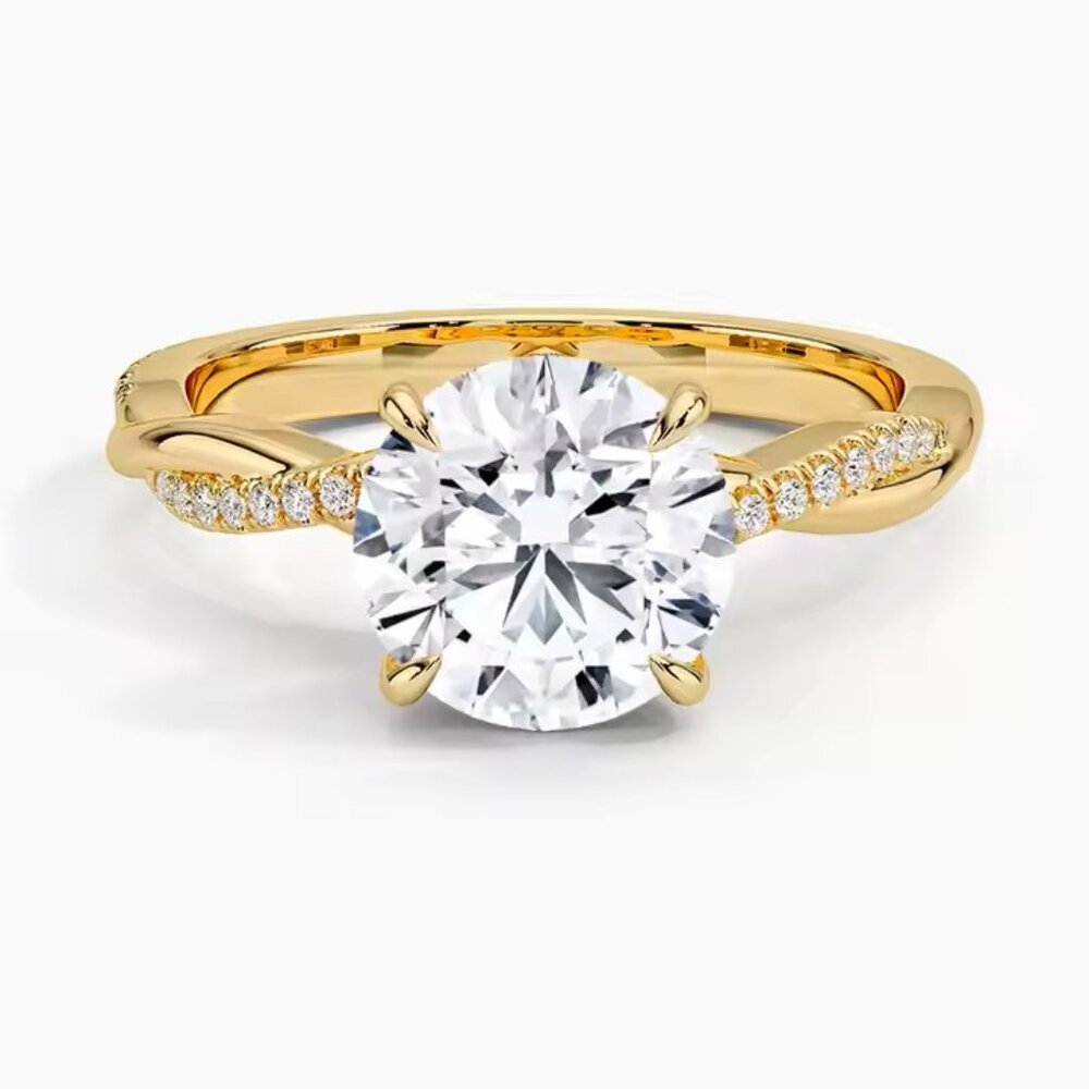 14K   Yellow Gold Lab Diamond Ring 1.00 ct IGI  Certified  Round Lab Grown Diamo